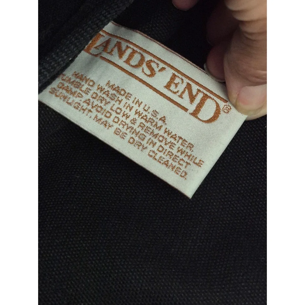 Lands End Square Rigger Black Canvas Briefcase Messenger Bag Mens YKK Zipper